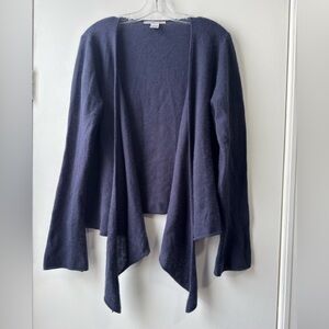 Evelyn Grace Cashmere Drape Elegant Navy Open Front Cardigan
